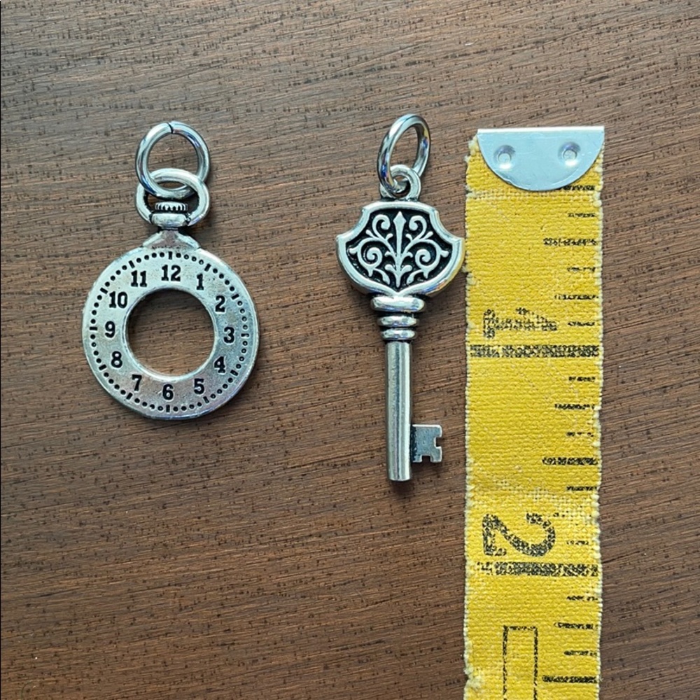 Silver Clock & Key Charms - Picture 3 of 4